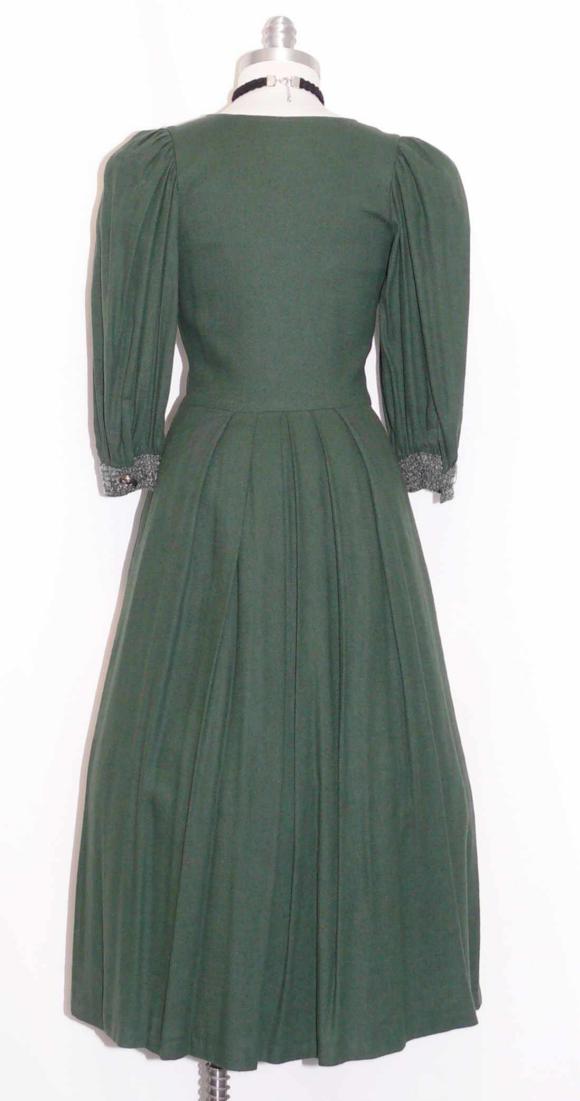 GREEN Cotton German Long Church Summer Dress 34 4 6 S  