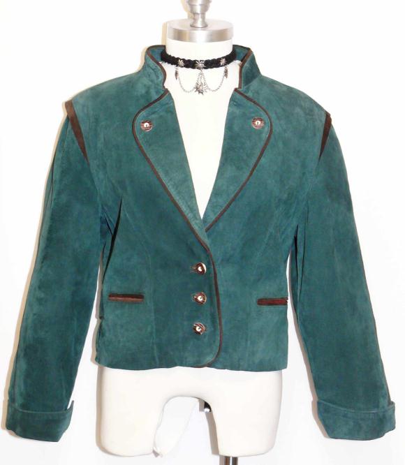 LEATHER ~ LODEN GREEN German Short JACKET Coat 40 8 S  